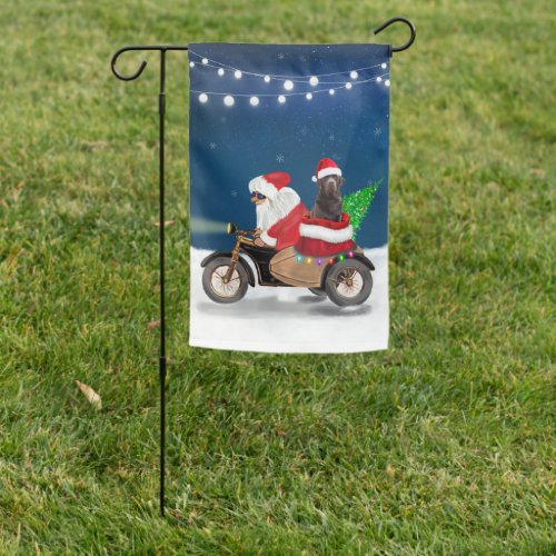 Chocolate Labrador Dog Christmas Santa Claus  Garden Flag