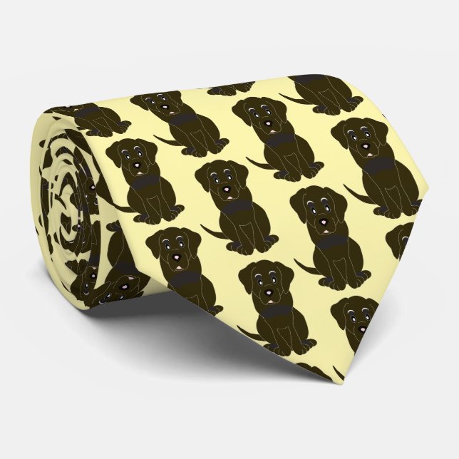 Chocolate Labrador Dog Design Neck Tie (Rolled)