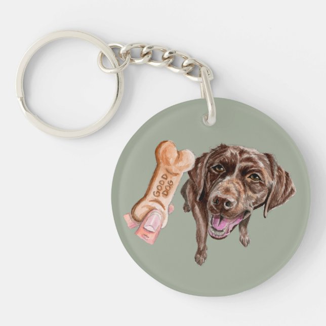 Chocolate Labrador Dog Keychain (Front)