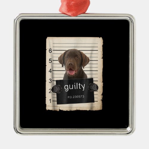 Chocolate Labrador Dog Mug Shot Bad Dog Gift Metal Ornament