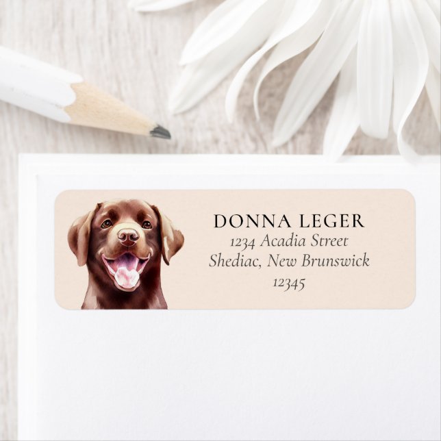 Chocolate Labrador Dog Personalized Address Label (Insitu)