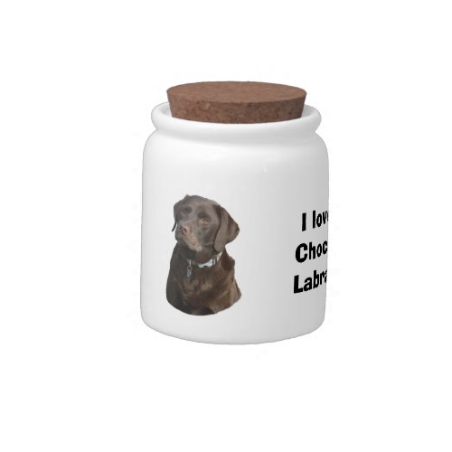 Chocolate Labrador dog photo portrait Candy Jar