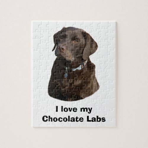 Chocolate Labrador dog photo portrait Jigsaw Puzzle
