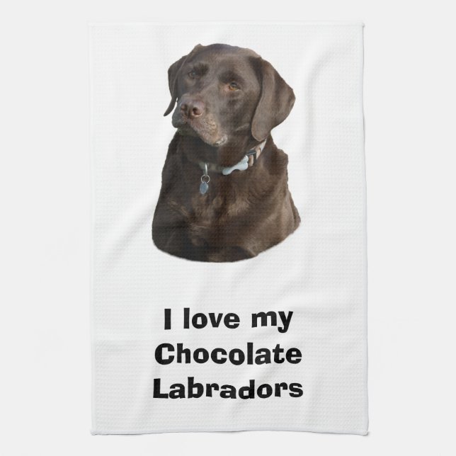 Chocolate Labrador dog photo portrait Kitchen Towel (Vertical)
