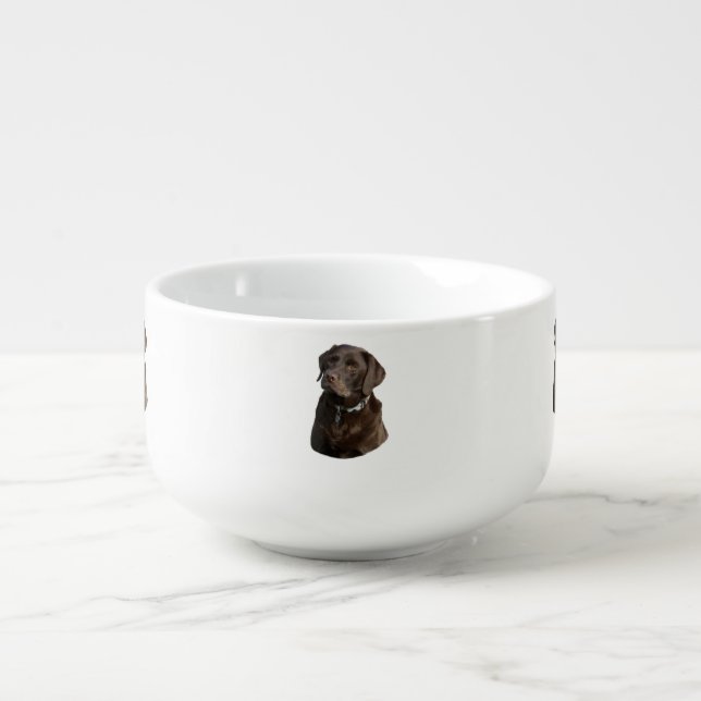Chocolate Labrador dog photo portrait Soup Mug (Front)