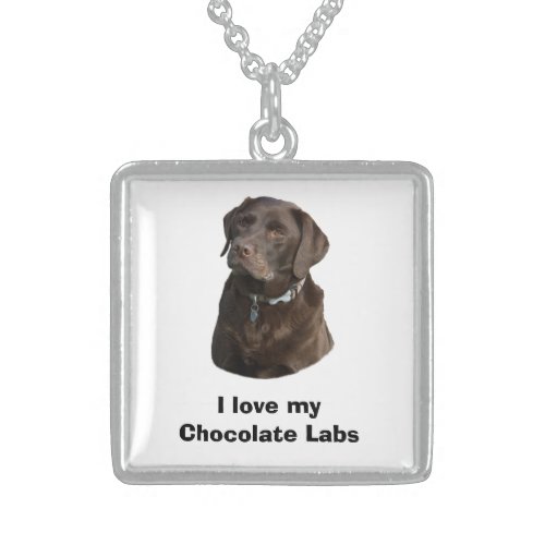 Chocolate Labrador dog photo portrait Sterling Silver Necklace