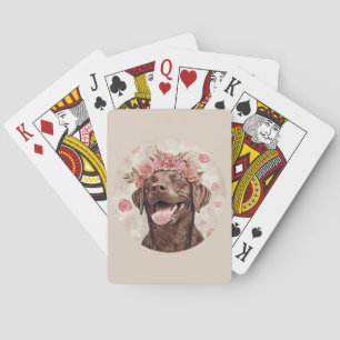 Chocolate Labrador Dog Pink Joyful Poker Cards