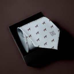 Chocolate Labrador Dogs Pattern Monogrammed Neck Tie