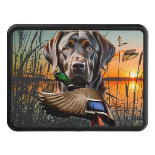 Chocolate Labrador Duck Hunting Hitch Cover