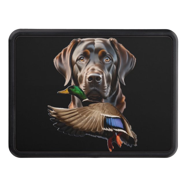 Chocolate Labrador Duck Hunting Hitch Cover (Front)