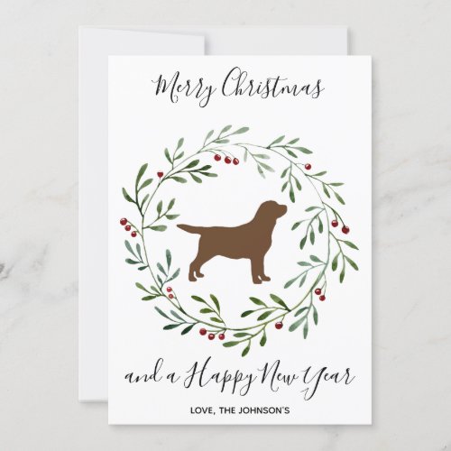 Chocolate Labrador Elegant Dog Merry Christmas Holiday Card