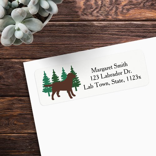 Chocolate Labrador Evergreen Return Address Label