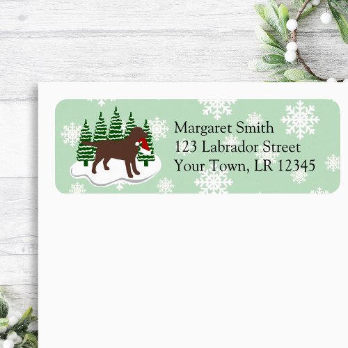 Chocolate Labrador Evergreen Return Address Label