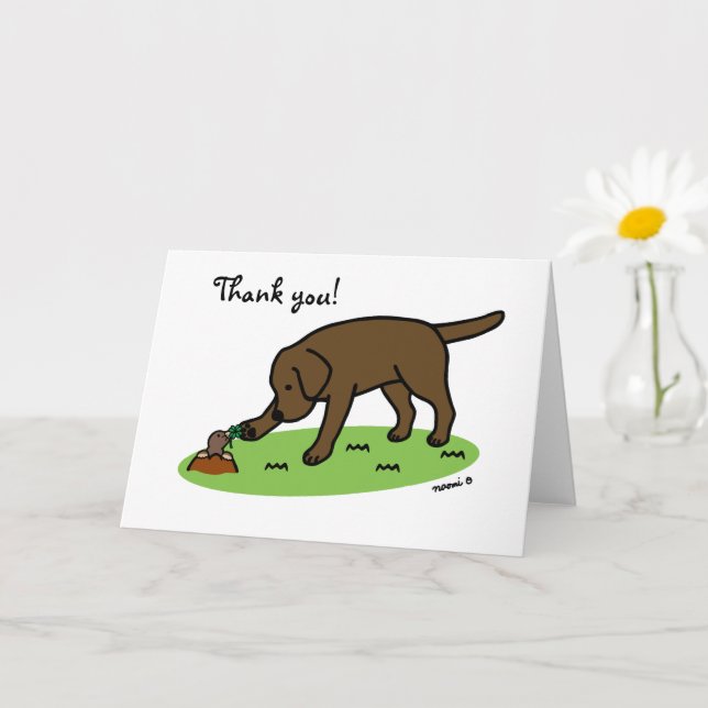 Chocolate Labrador Friendly Thank You Card (Small Plant)