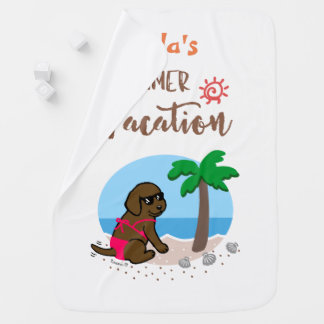 Chocolate Labrador Girl Summer Vacation Blanket