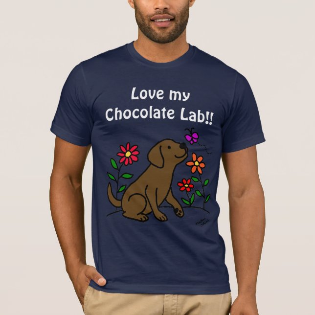 Chocolate Labrador & Green T-Shirt (Front)