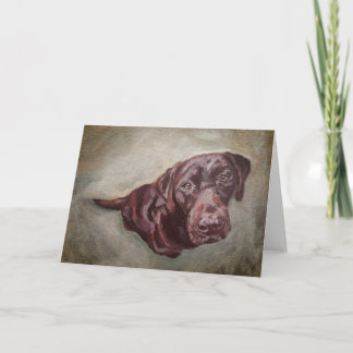 Chocolate Labrador greeting card. Blank inside. Card
