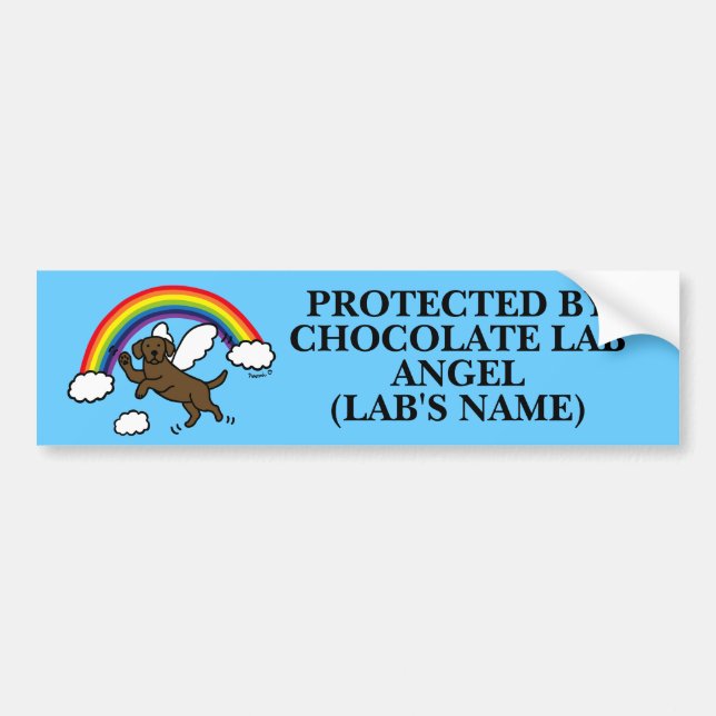 Chocolate Labrador Guardian Angel (Rainbow Bridge) Bumper Sticker (Front)