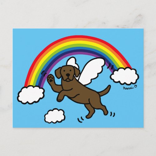 Chocolate Labrador Guardian Angel Rainbow Bridge Postcard