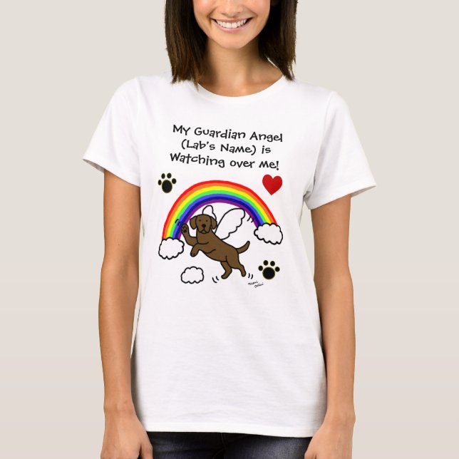 Chocolate Labrador Guardian Angel (Rainbow Bridge) T-Shirt (Front)