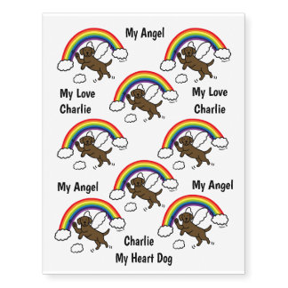 Chocolate Labrador Guardian Angel (Rainbow Bridge) Temporary Tattoos