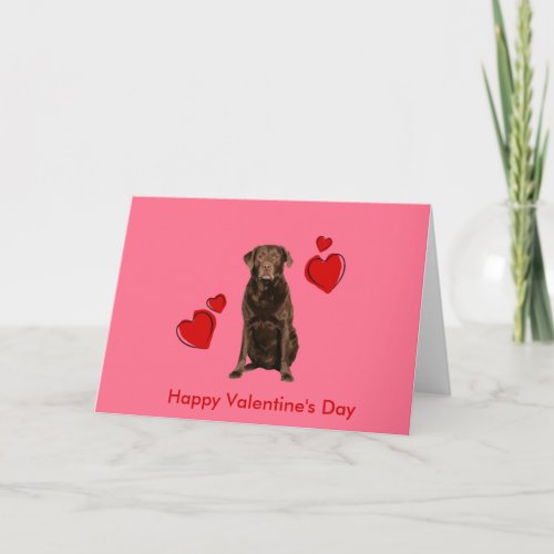 Chocolate Labrador Happy Valentines Day Card