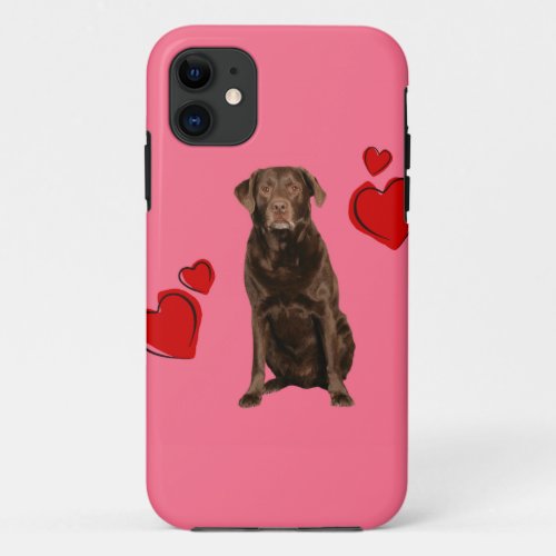 Chocolate Labrador Happy Valentines Day iPhone 11 Case