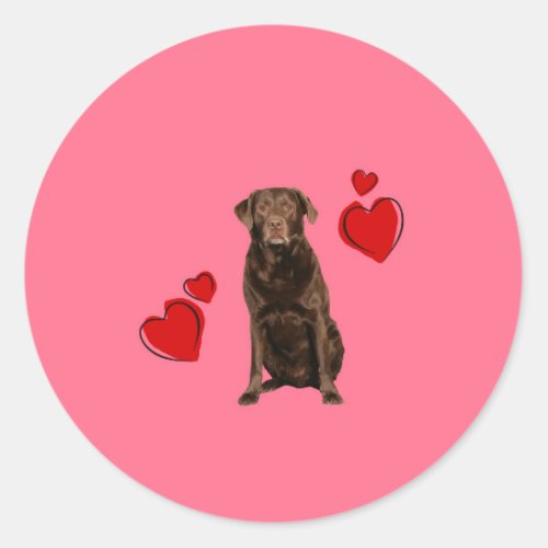 Chocolate Labrador Happy Valentines Day Classic Round Sticker