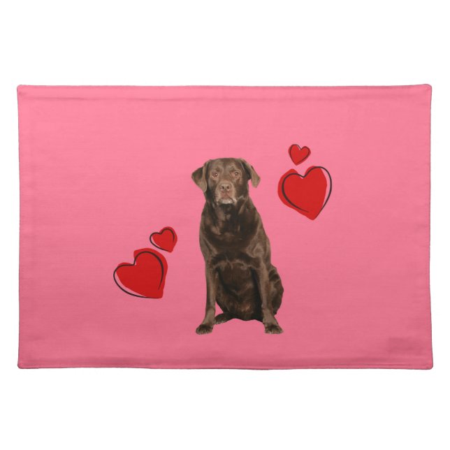 Chocolate Labrador Happy Valentine's Day Cloth Placemat (Front)