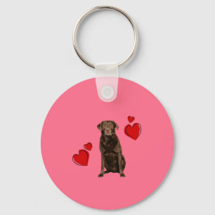 Chocolate Labrador Happy Valentine's Day Keychain