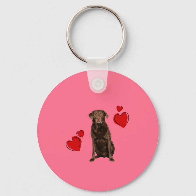 Chocolate Labrador Happy Valentine's Day Keychain (Front)