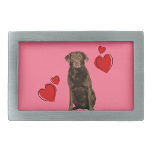 Chocolate Labrador Happy Valentine's Day Rectangular Belt Buckle