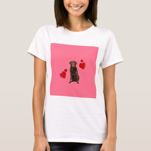 Chocolate Labrador Happy Valentines Day T_Shirt