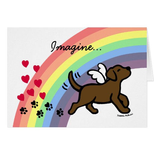 Chocolate Labrador Hearts Rainbow Bridge Card  