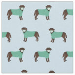 Chocolate Labrador in Scrubs light blue Fabric
