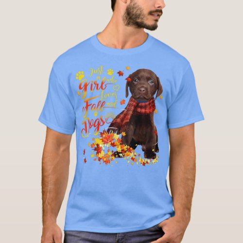Chocolate Labrador Just A Girl Who Loves Fall And  T_Shirt