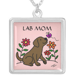 Chocolate Labrador LAB MOM necklace