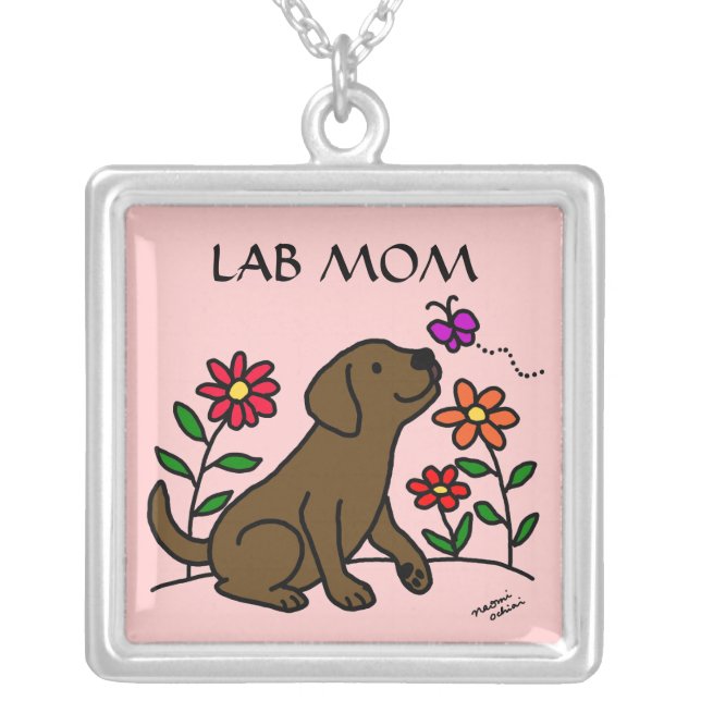 Chocolate Labrador LAB MOM necklace (Front)