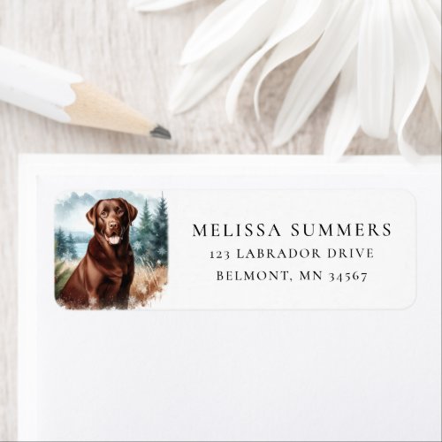 Chocolate Labrador Landscape Return Address Label