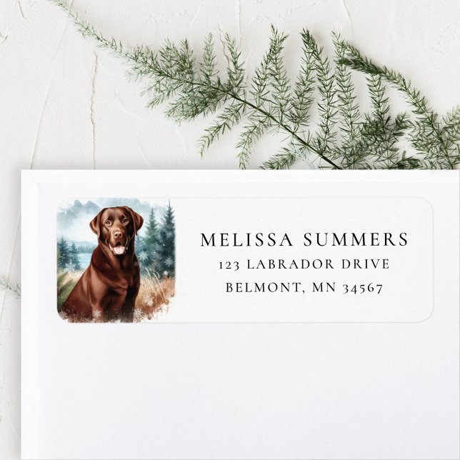 Chocolate Labrador Landscape Return Address Label (Creator Uploaded)