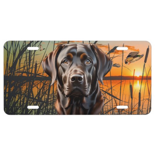 Chocolate Labrador License Plate Duck Hunting License Plate