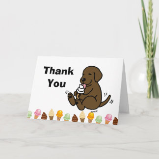 Chocolate Labrador Licking Ice Cream Thank You Card