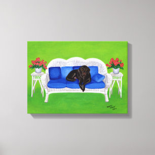 Chocolate Labrador on the Couch Artwork Canvas Print
