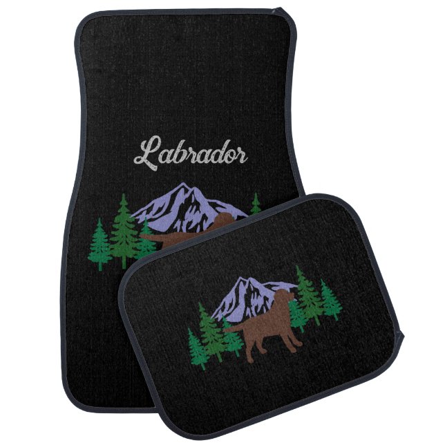 Chocolate Labrador Outline Evergreen Car Floor Mat (Set)