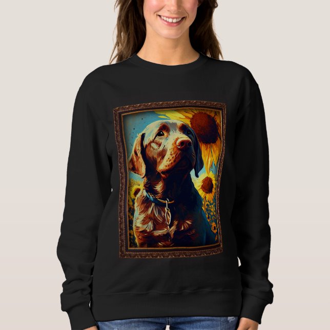 Chocolate Labrador Painting Sunflower Flower Mom W Sweatshirt (Front)