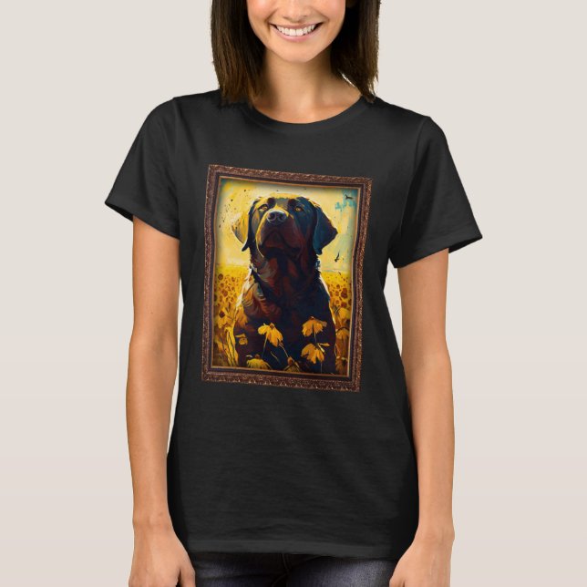 Chocolate Labrador Painting Sunflower Flower Mom W T-Shirt (Front)