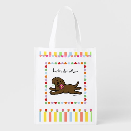 Chocolate Labrador Puppy Cartoon Reusable Grocery Bag