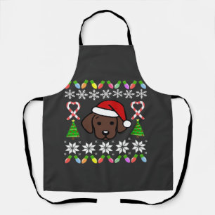 Chocolate Labrador Puppy Christmas Santa Oversized Apron