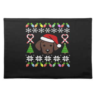 Chocolate Labrador Puppy Christmas Santa Oversized Cloth Placemat