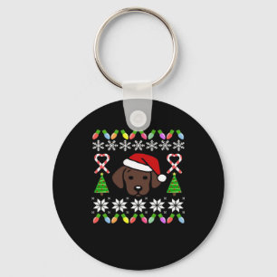 Chocolate Labrador Puppy Christmas Santa Oversized Keychain